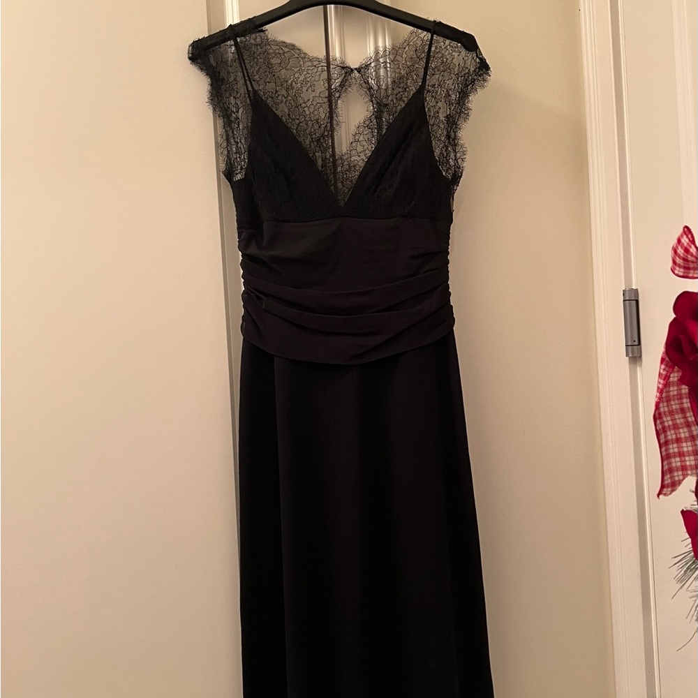 St. John Black Ruched Plunge Gown
